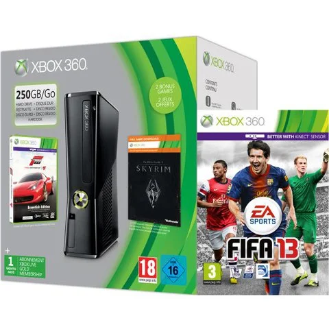 Xbox 360 250GB Holiday FIFA Bundle (Includes FIFA 13, Forza 4 'Essentials Edition', Skyrim 'Live DLC', 1 Month Xbox Live) Afbeelding 1
