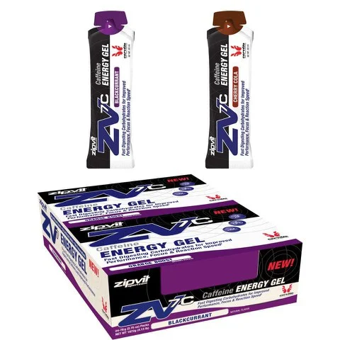 ZipVit ZV7C Caffeine Energy Gel - Box of 24 - 24softgels - Doos - Blackcurrant Afbeelding 1