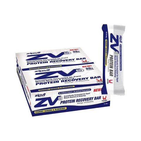 ZipVit ZV9 Yogurt Banana and Blueberry Protein Recovery Plus Bars - Box of 15 Afbeelding 1