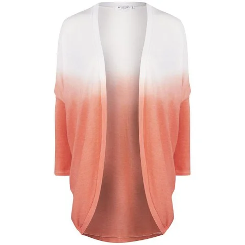 Moku Women's Dip Dye Knitted Jersey Cardigan - Coral/White - S-M - Coral/White Afbeelding 1