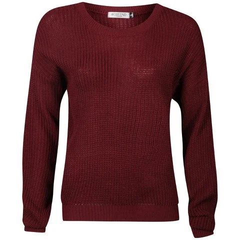 Moku Women's Fisherman Knit Jumper - Wine - S-M Afbeelding 1