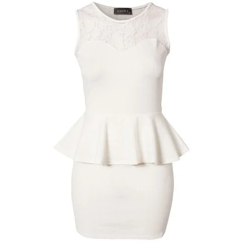 Club L Women's Candy Lace Peplum Dress - White - 6 - Wit Afbeelding 1