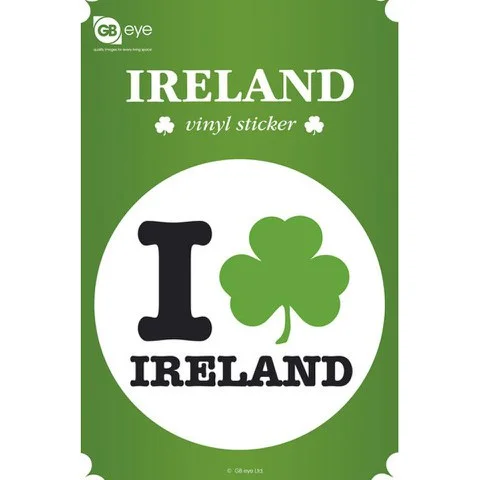 Ireland I Love - Vinyl Sticker - 10 x 15cm Afbeelding 1