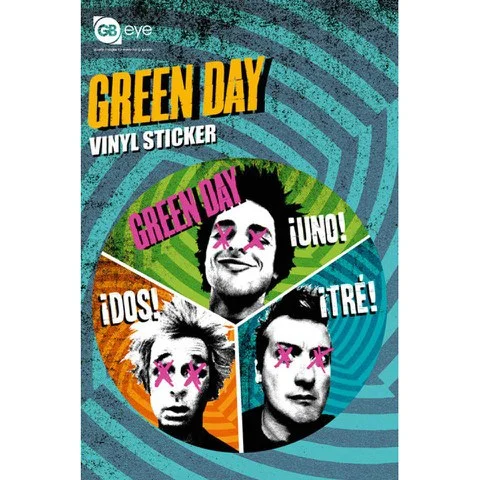 Green Day Trio - Vinyl Sticker - 10 x 15cm Afbeelding 1