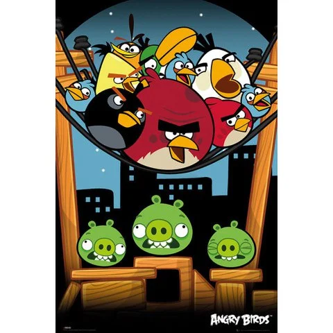 Angry Birds On A Wire - Maxi Poster - 61 x 91.5cm Afbeelding 1