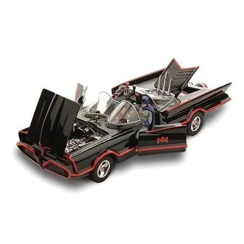 Hot Wheels Elite 1966 Batmobile With Batman And Robin 1:18 Scale Model Afbeelding 1