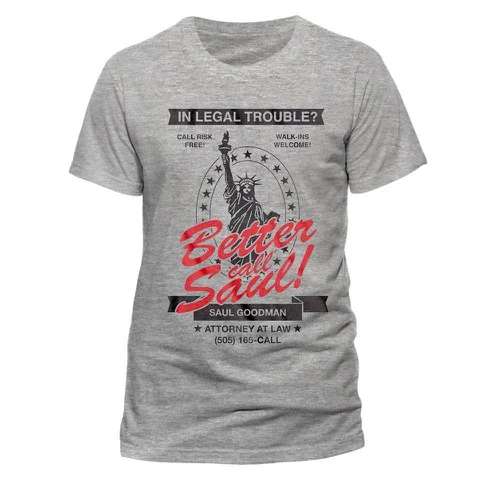 Breaking Bad Men's T-Shirt - In Legal Trouble Better Call Saul - Grey - S - Grijs Afbeelding 1