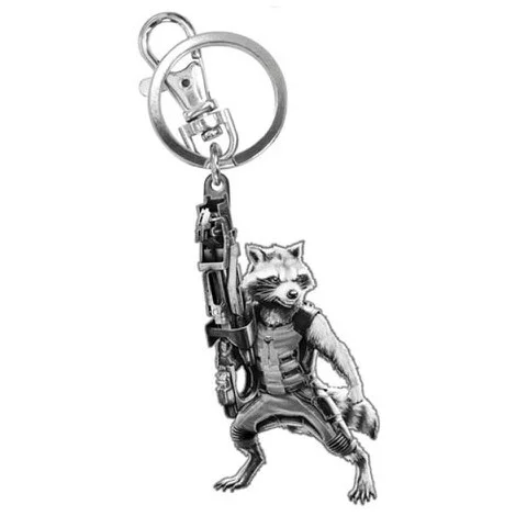 Marvel Guardians Of The Galaxy Rocket Raccoon Pewter Keychain Afbeelding 1