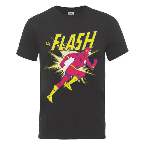 DC Comics Men's T-Shirt Flash Running - Charcoal - S - Grijs Afbeelding 1