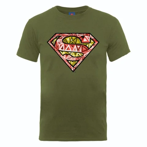 DC Comics Men's T-Shirt Superman Cells Logo - Military Green - S - Groen Afbeelding 1