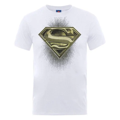 DC Comics Men's T-Shirt Superman Engraving Logo - White - S - Wit Afbeelding 1