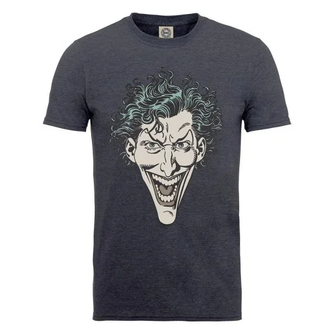 DC Comics Men's T-Shirt The Joker Head - Dark Heather - S - Grijs Afbeelding 1
