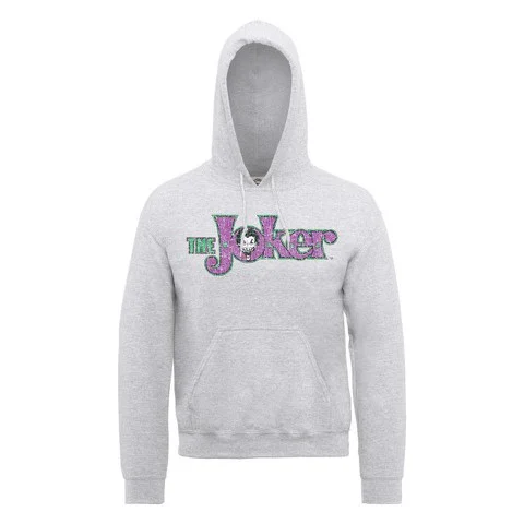 DC Comics Hoody The Joker Crackle Logo - Heather Grey - S - Grijs Afbeelding 1