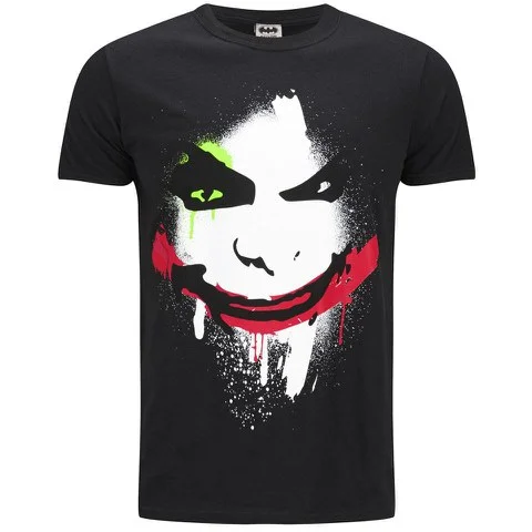 DC Comics Heren T-Shirt - Joker Big Face - Zwart - S - Zwart Afbeelding 1