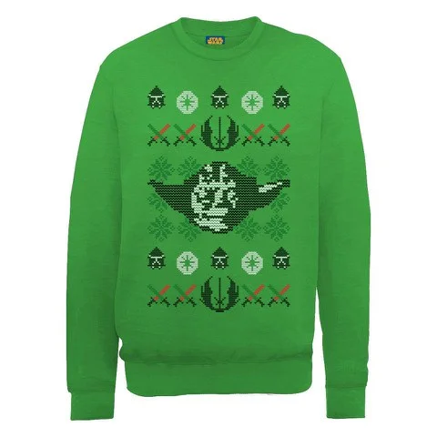 Star Wars - Gebreide Yoda Head Kersttrui - Groen - S - Groen Afbeelding 1