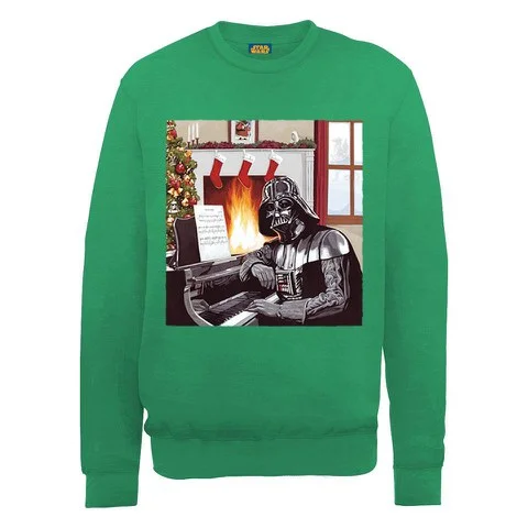 Star Wars - Darth Vader Piano Player Kersttrui - Groen - S - Groen Afbeelding 1