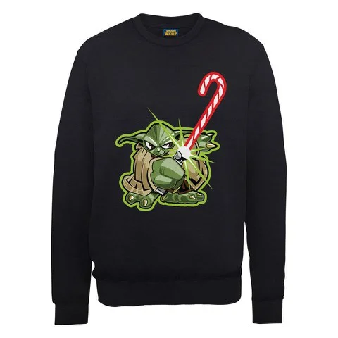 Star Wars - Candy Cane Yoda Kersttrui - Zwart - S - Zwart Afbeelding 1