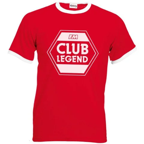 Football Manager Club Legend Men's Ringer T-Shirt - White Red - S - Red/White Afbeelding 1
