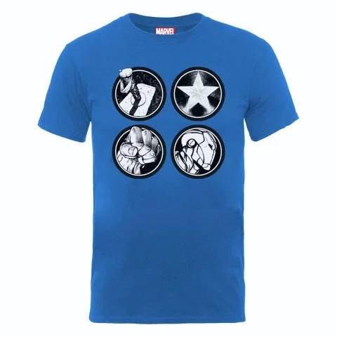 Marvel Avengers Assemble Main Logos Men's T-Shirt - Royal Blue - S - Blauw Afbeelding 1