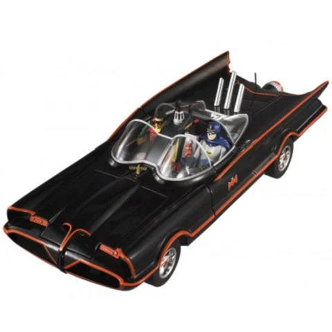 Hot Wheels Elite DC Comics Batman 1966 Batmobile With Figures 1:18 Scale Set Afbeelding 1