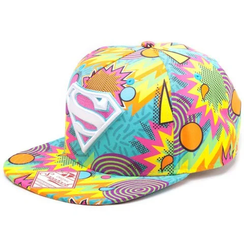 DC Comics Superman Snapback Psychedelic Kapow Sublimation Baseball Cap Afbeelding 1