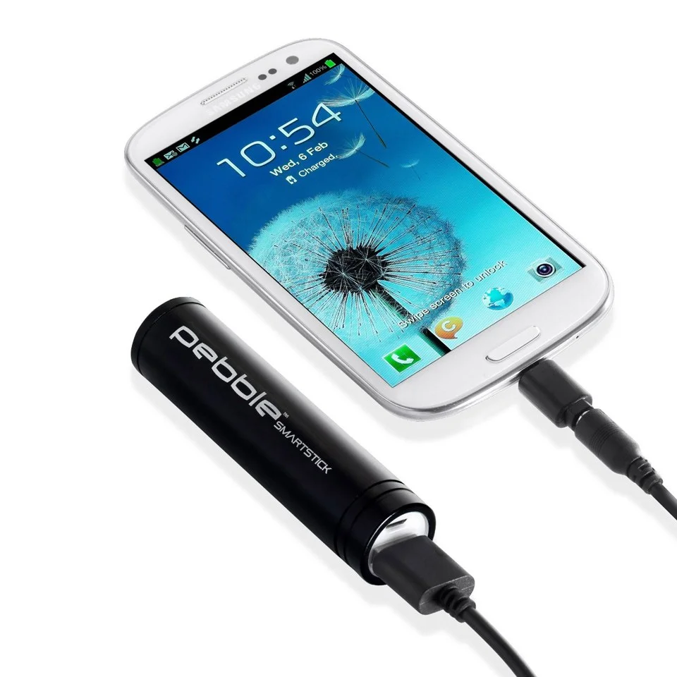 Veho Pebble Smartstick Draagbare Accu voor Noodgevallen - Zwart (2200mAh) Afbeelding 1