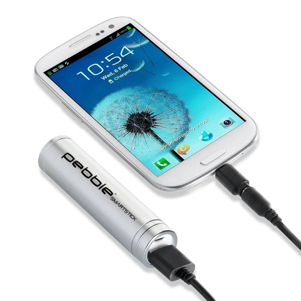 Veho Pebble Smartstick Emergency Portable Battery Back Up Power - Silver (2200mAh) Afbeelding 1