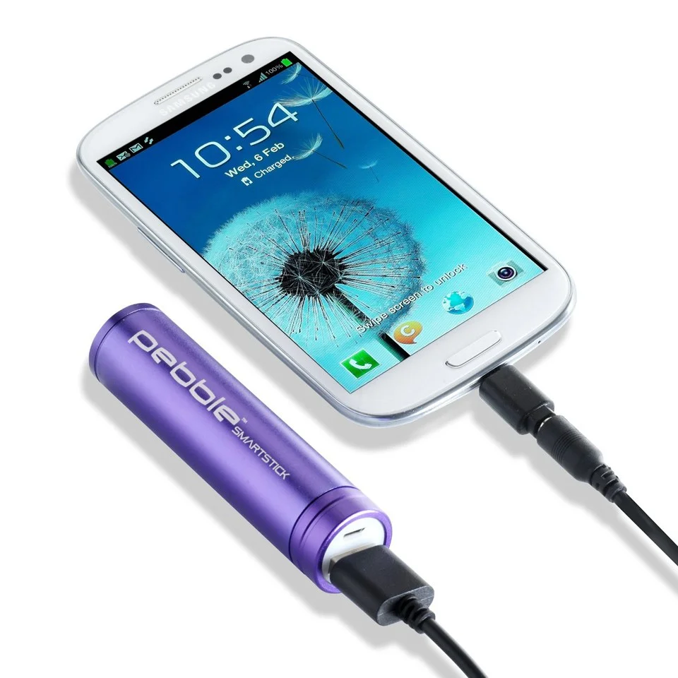 Veho Pebble Smartstick Emergency Portable Battery Back Up Power - Purple (2200mAh) Afbeelding 1
