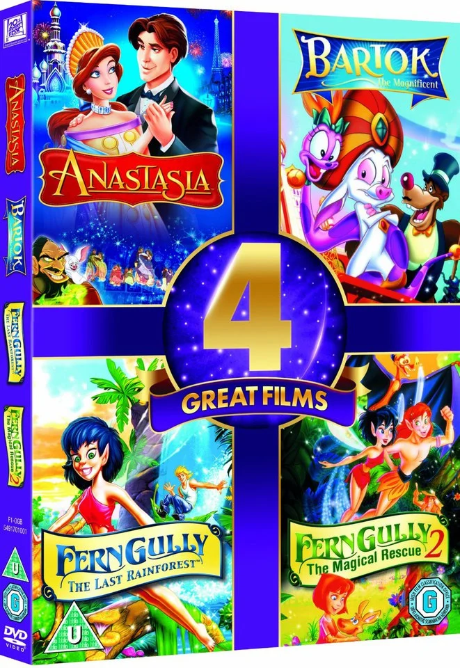 4 Great Films - Anastasia / Bartok the Magnificent / Ferngully / Ferngully 2 Afbeelding 1