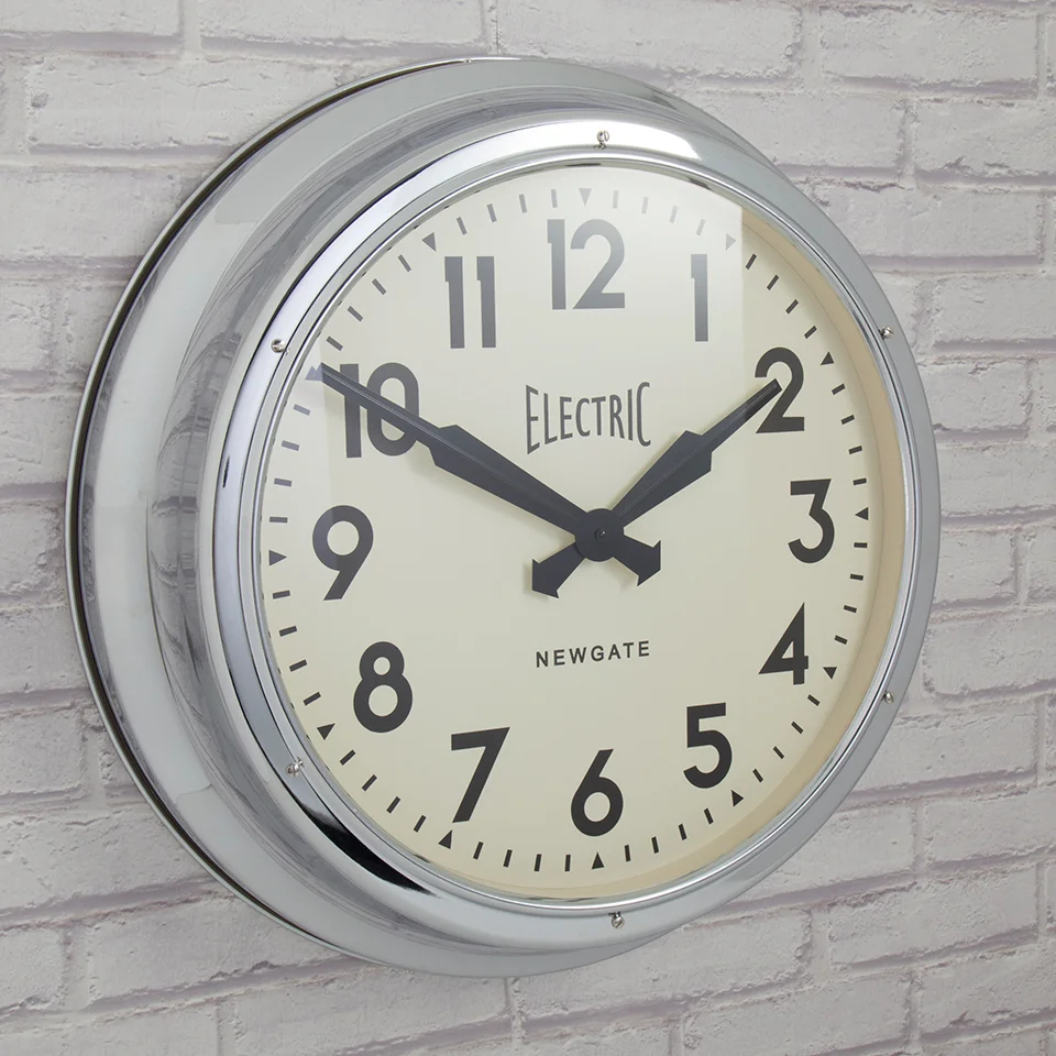 Newgate Giant Electric Wall Clock - Chrome Afbeelding 1