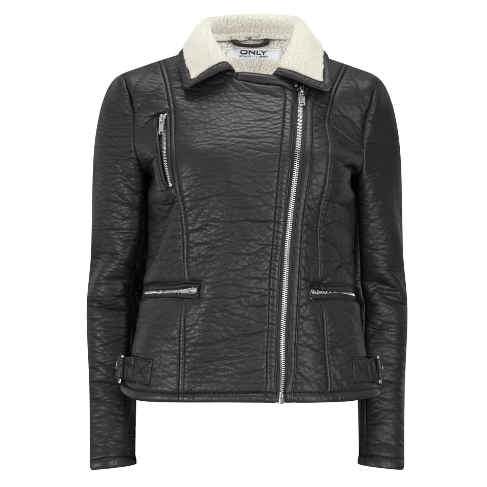 ONLY Women's Biker Jacket - Black - XS/UK 4 - Zwart Afbeelding 1