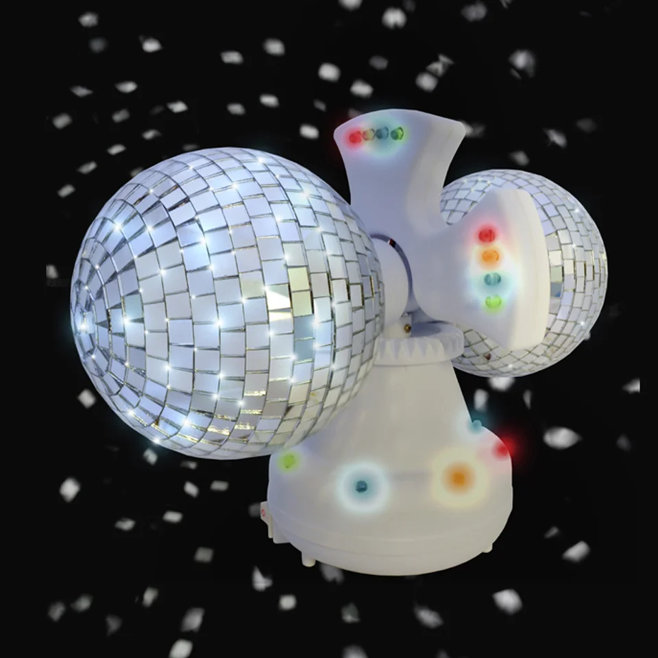 Twin Rotating LED Disco Ball - White Afbeelding 1
