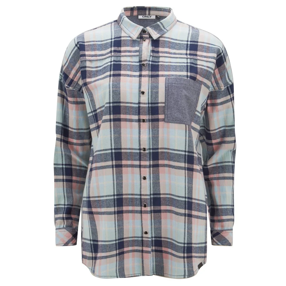 ONLY Women's Sade Check Shirt - Cool Blue - XS - Blauw Afbeelding 1