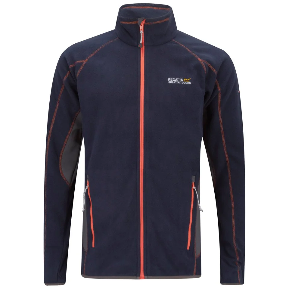 Regatta Men's Point 214 Gridnorth Full Zip Microfleece Top - Navy/Orange - S - Blauw Afbeelding 1