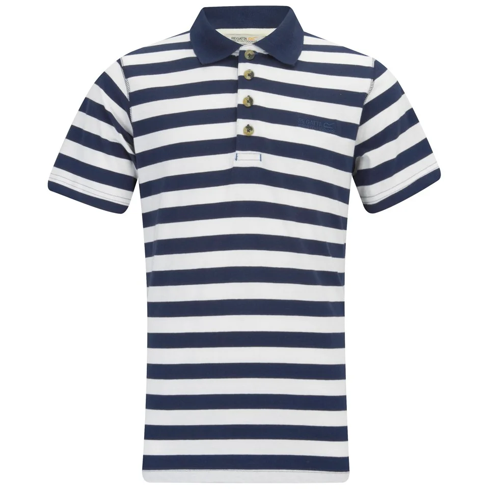 Regatta Men's Second Wind CoolWeave Polo Shirt - Navy/White - S - Blauw Afbeelding 1