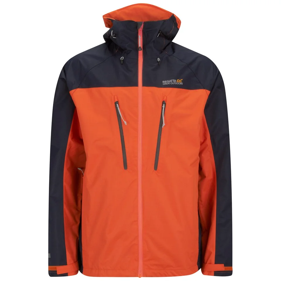 Regatta Men's Point 214 All Peaks Isotex 15000 Waterproof Jacket - Magma/Navy - S - Orange Afbeelding 1