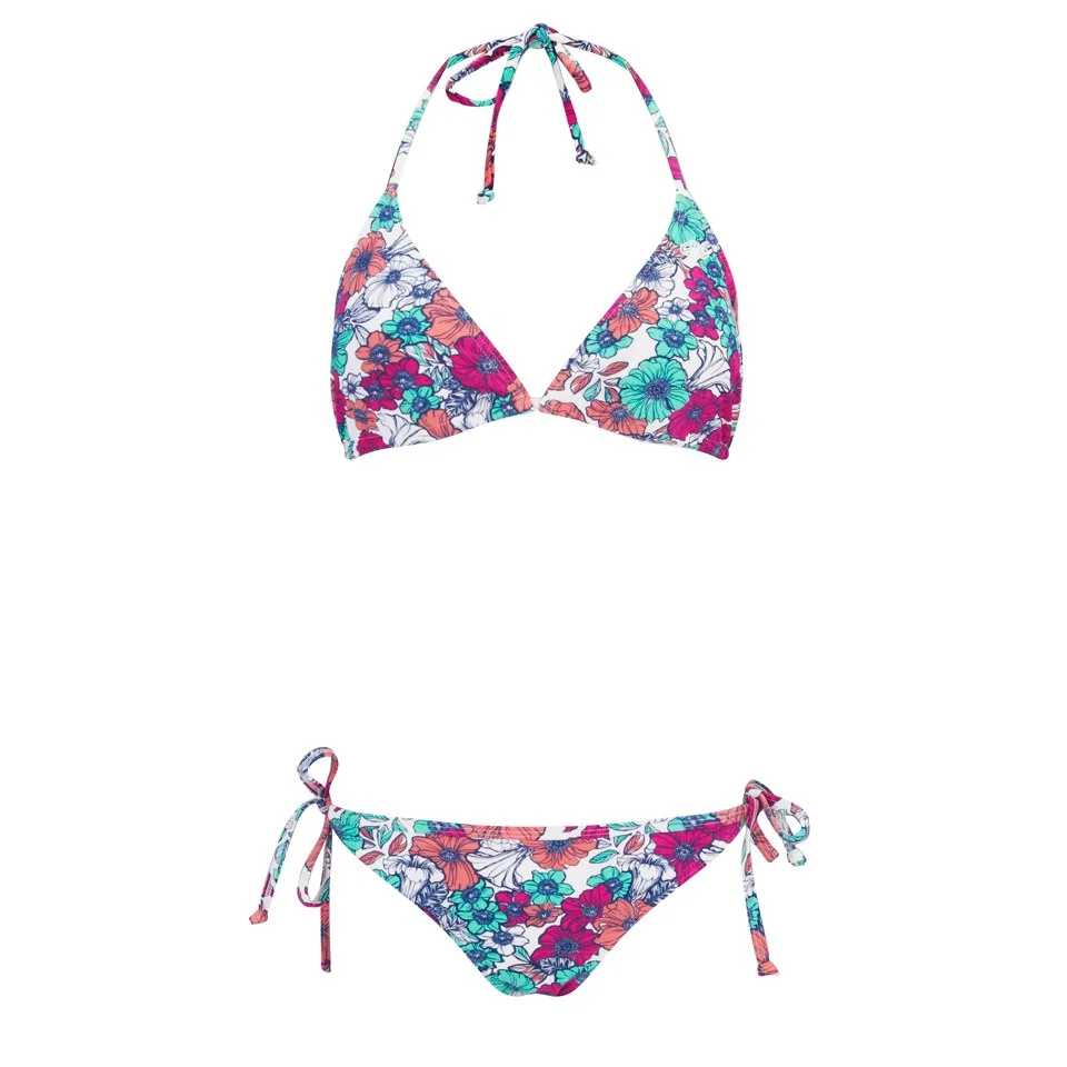 Animal Women's Panhita String Tie Triangle Bikini - White - UK 8 - Wit Afbeelding 1