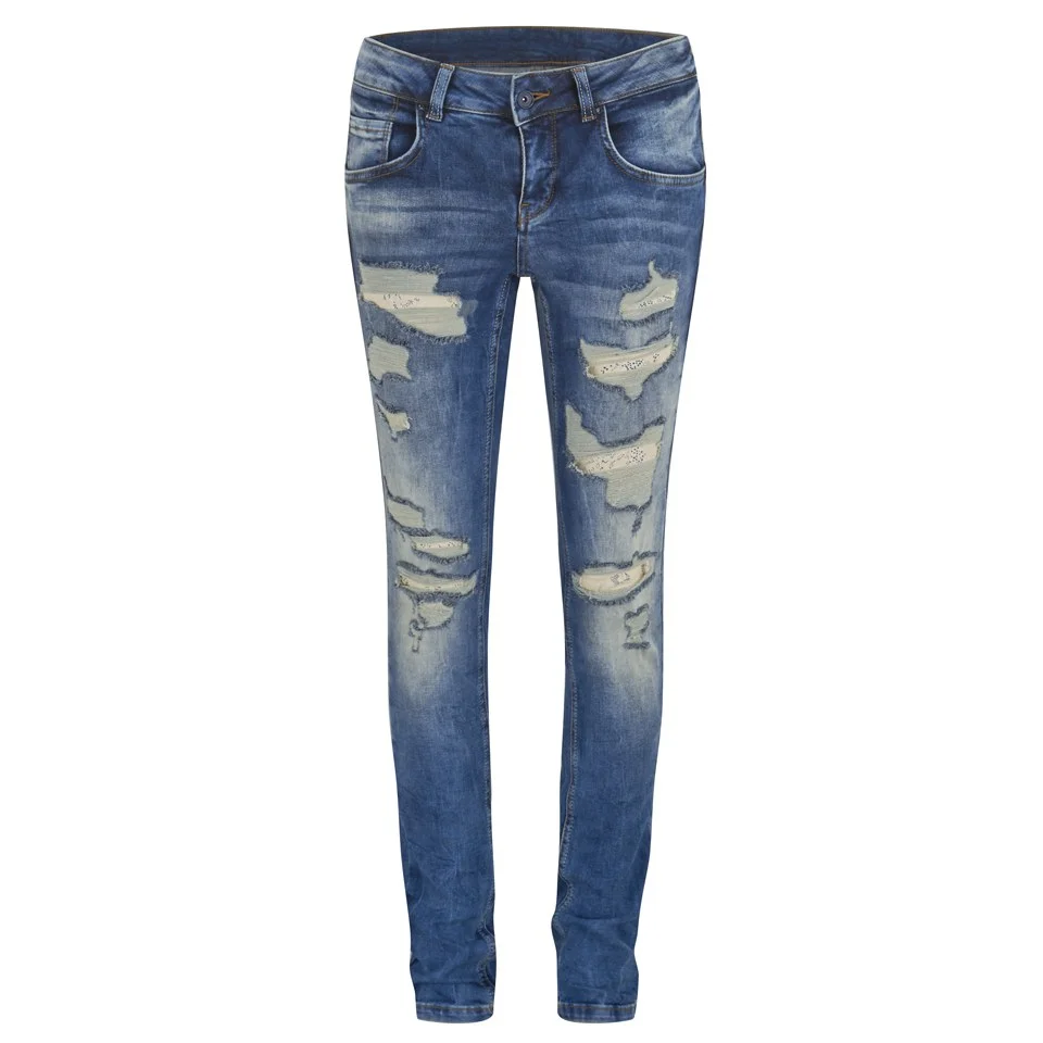 Vero Moda Women's Gambler Ripped Jeans - Medium Blue - W25/L32 - Blauw Afbeelding 1