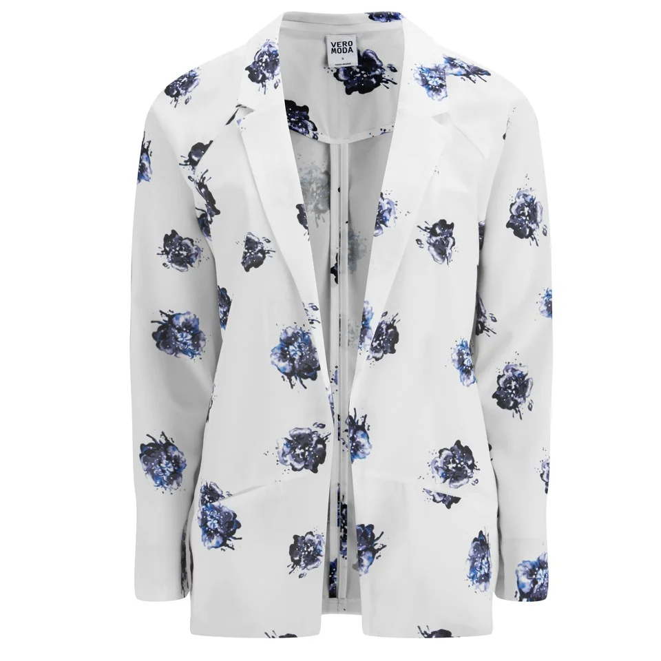 Vero Moda Women's Yin Floral Blazer - Snow White - UK 8 - Wit Afbeelding 1