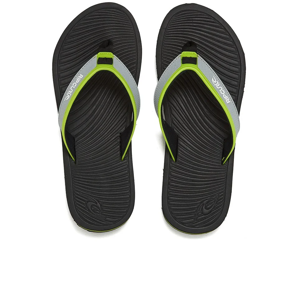 Rip Curl Men's The Ten Gabriel Medina Signature Pro Flip Flops - Black/Lime - UK 7 - Zwart Afbeelding 1