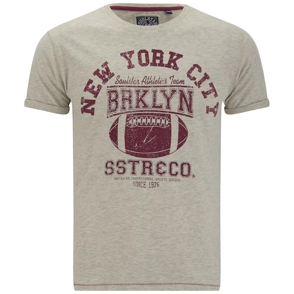 Soul Star Men's MT Strong Printed T-Shirt - Oatmeal Mel - S - beige Afbeelding 1