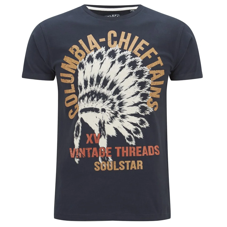 Soul Star Men's Mt Chieftains Printed T-Shirt - Navy - S - Navy blauw Afbeelding 1