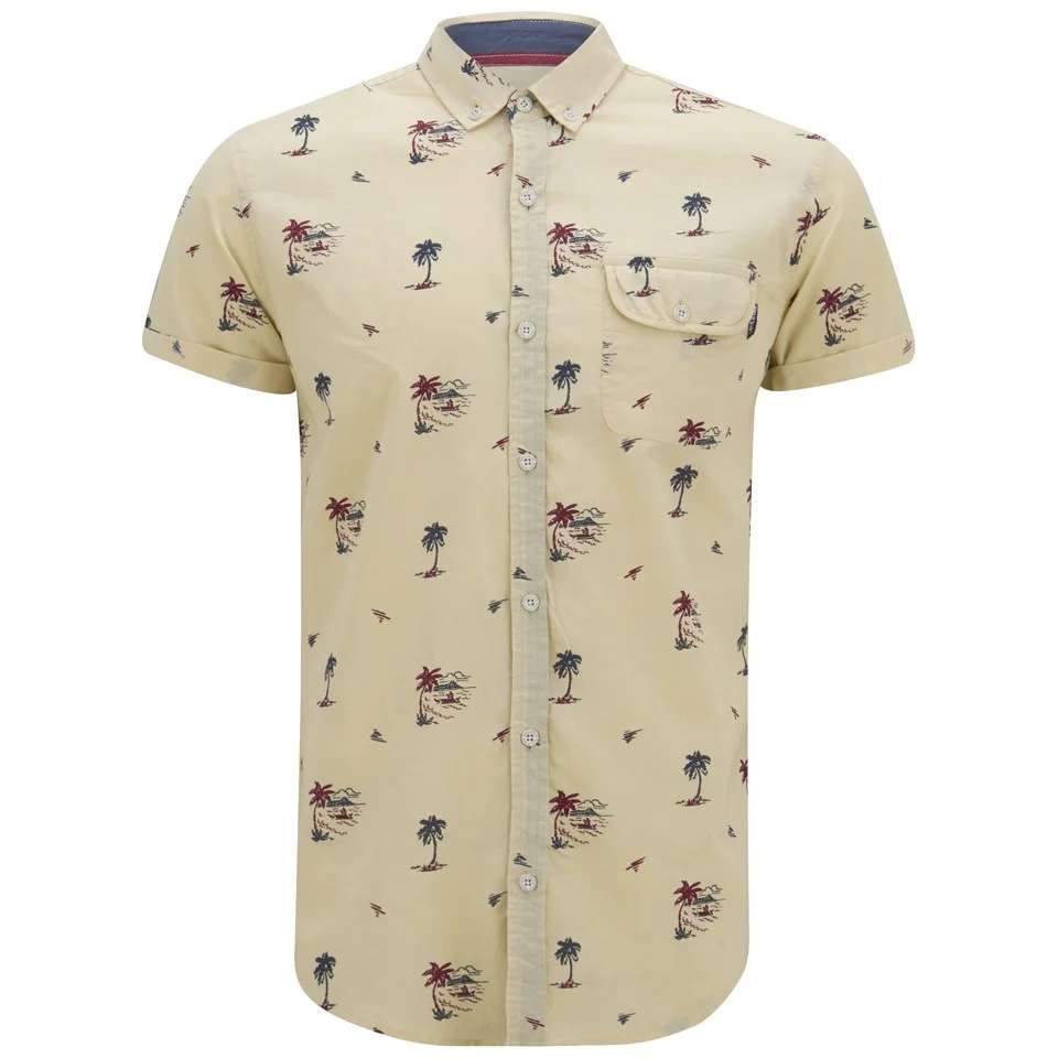 Soul Star Men's Ms Hula 9 Printed Shirt - Stone - S - Brown Afbeelding 1