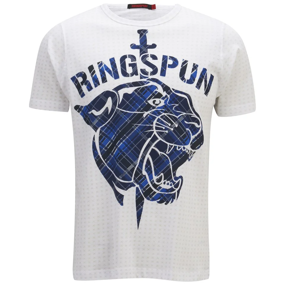 Ringspun Men's Enron Printed T-Shirt - White - S - Wit Afbeelding 1