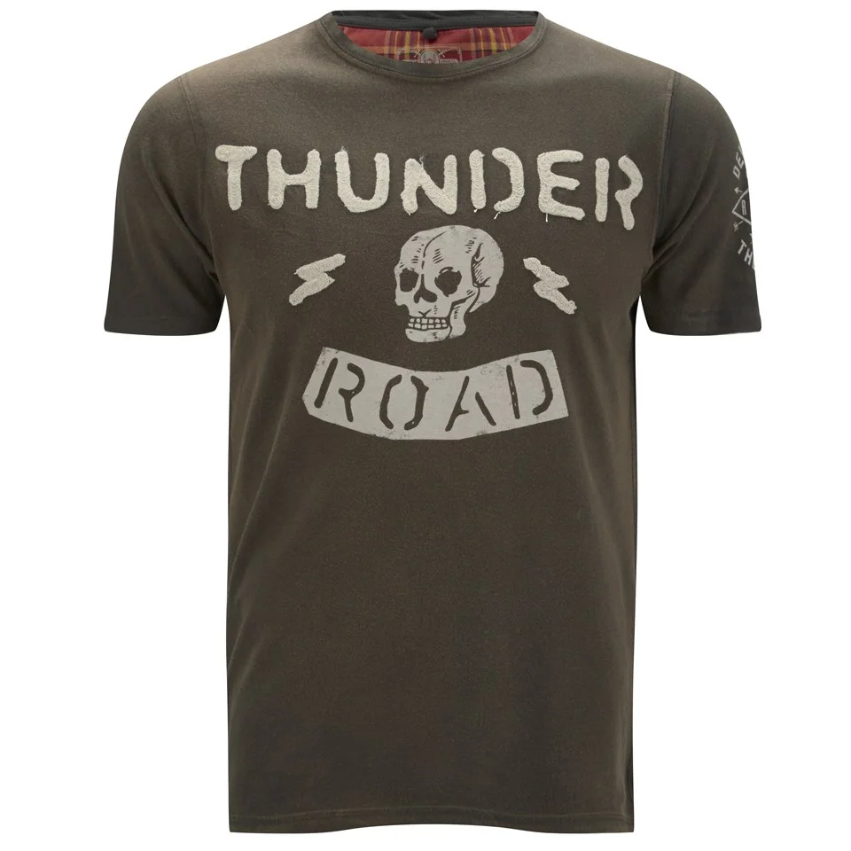 Ringspun Men's Thunder Printed T-Shirt - Faded Black - S - Zwart Afbeelding 1
