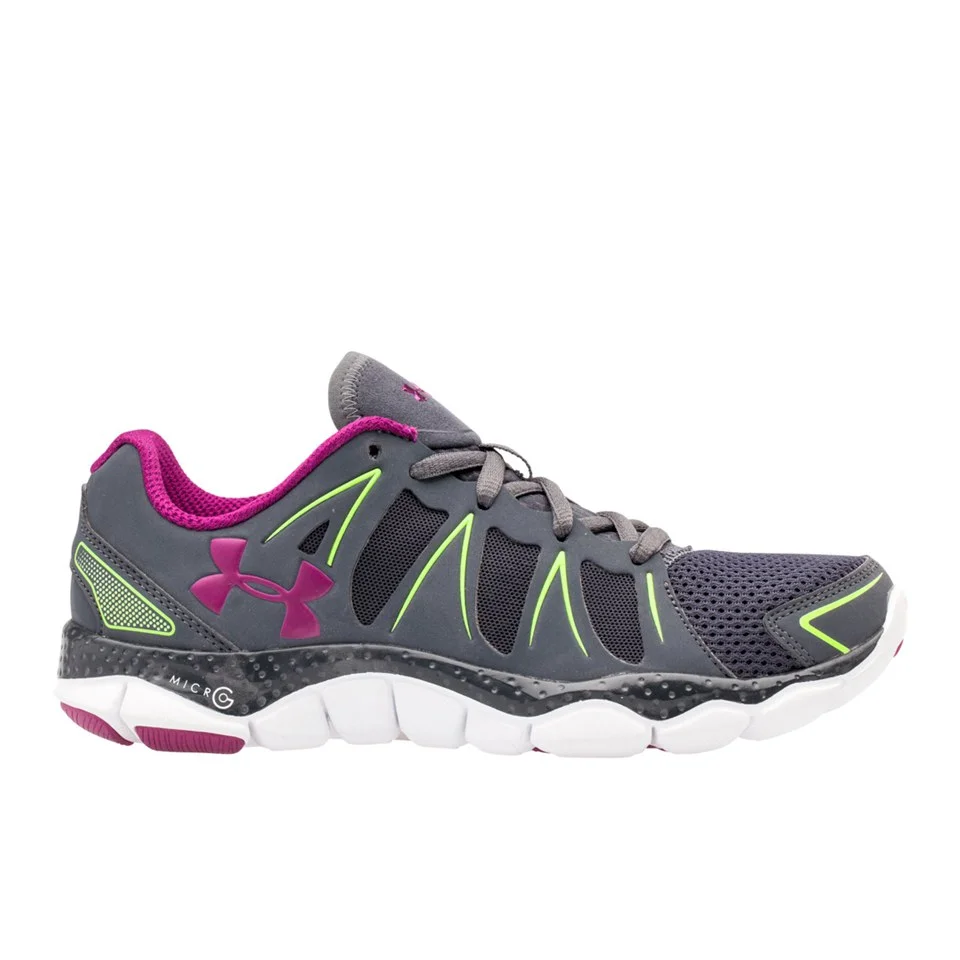Under Armour Women's Micro G Engage II Running Shoes - Lead/White/Aubergine - UK 4 - Black/Pink/White Afbeelding 1