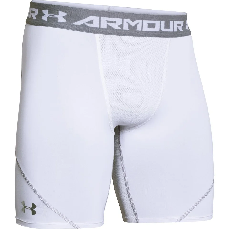 Under Armour Men's Heat Gear Armourstretch Compression Training Shorts - White/Graphite - S - White/Grey Afbeelding 1
