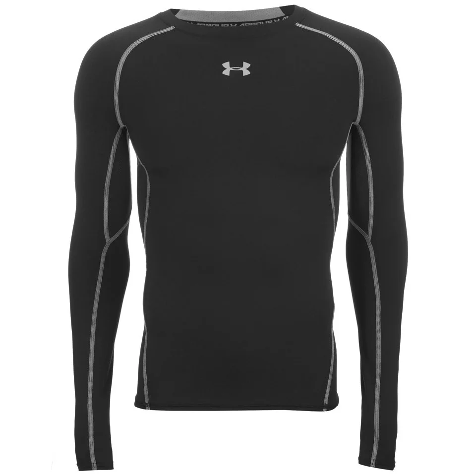 Under Armour Men's Armour HeatGear Long Sleeve Compression Top - Black/Steel - S - Zwart Afbeelding 1