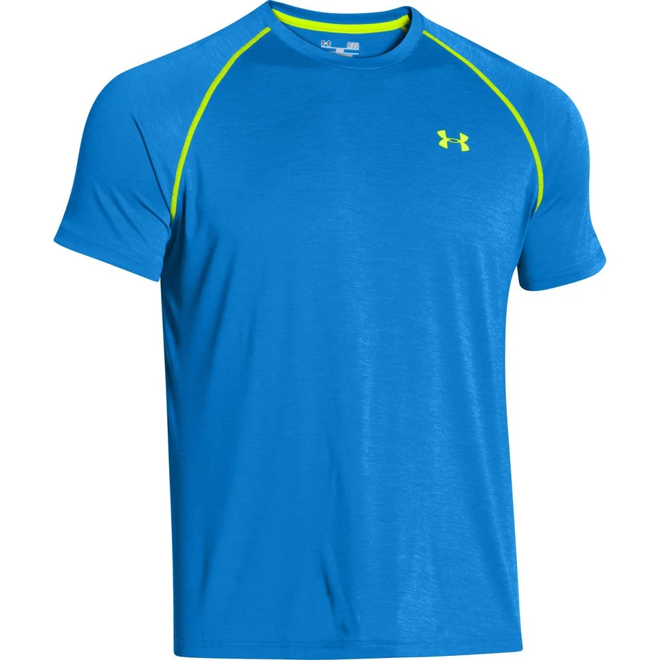 Under Armour Men's Tech T-Shirt - Jet Blue/Hi Vis Yellow - S - Blue/Yellow Afbeelding 1