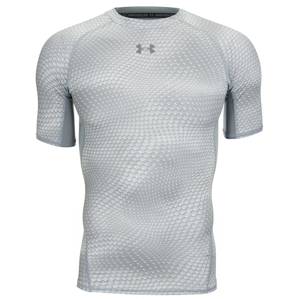 Under Armour Men's Armour Heat Gear Printed Short Sleeve Training T-Shirt - Grey/White - S - Grijs Afbeelding 1